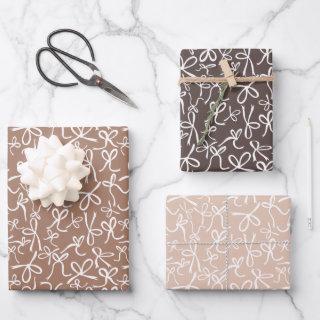 Whimsical Cute Mocha Brown Bows Pattern Girly Gift  Sheets