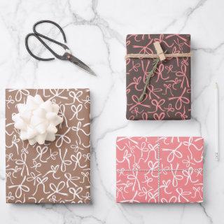 Whimsical Cute Pink Mocha Bows Pattern Girly Gift  Sheets