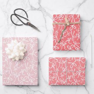 Whimsical Cute Pink White Bows Pattern Girly Gift  Sheets