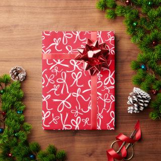 Whimsical Cute Red White Bows Pattern Christmas