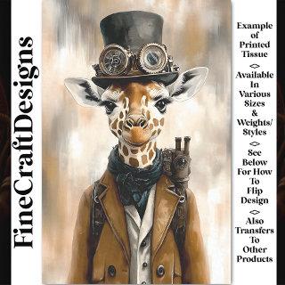 Whimsical Cute Steampunk Giraffe AC2 Decoupage Tissue Paper