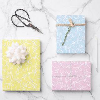Whimsical Cute White Bows Pattern Pastel Easter  Sheets