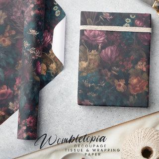 Whimsical Dark Moody Boho Floral Decoupage