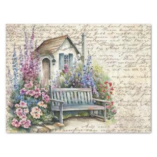 Whimsical English Cottage Flower Garden Old Letter Tissue Paper