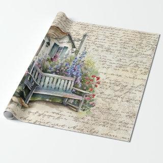 Whimsical English Cottage Flower Garden Old Letter