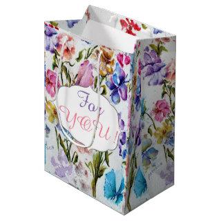 WHIMSICAL FLOWER PATTERN MEDIUM GIFT BAG