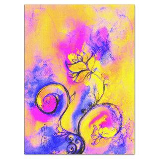 WHIMSICAL FLOWERS  Yellow Blue Pink Tissue Paper