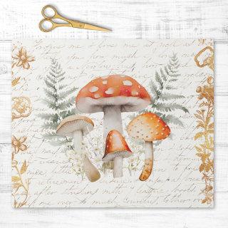 Whimsical Forest Mushroom Vintage letter Decoupage