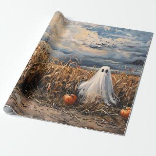 Whimsical Ghost Corn Field Pumpkins Decoupage