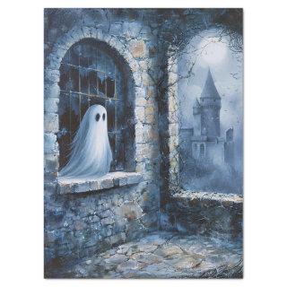 Whimsical Ghost Haunted Castle Decoupage Tissue Paper
