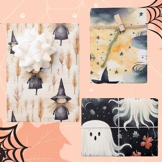 Whimsical Halloween Watercolor, Witches, Ghosts  Sheets