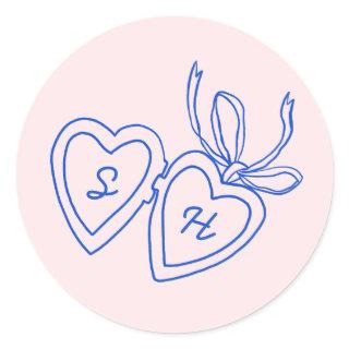 Whimsical Heart Locket Doodle Sketch Modern CUSTOM Classic Round Sticker