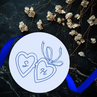 Whimsical Heart Locket Doodle Sketch Modern CUSTOM Classic Round Sticker