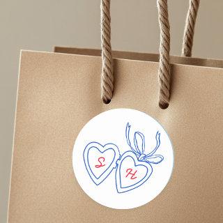 Whimsical Heart Locket Doodle Sketch Modern CUSTOM Classic Round Sticker