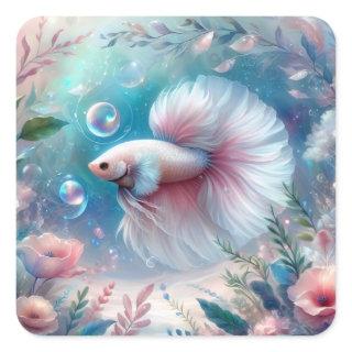 Whimsical Light Pink Betta Fish Square Sticker