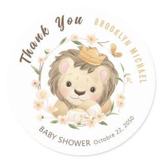 Whimsical Lion King Baby Shower jungle Classic Round Sticker