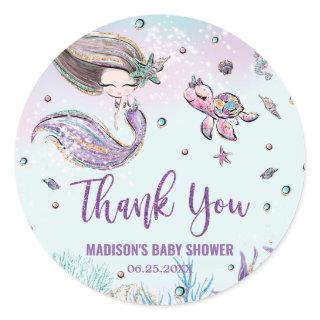 Whimsical Mermaid Under the Sea Baby Shower Favor Classic Round Sticker