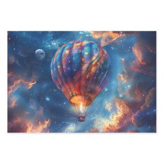 Whimsical Night Sky Hot Air Balloon Ride   Sheets