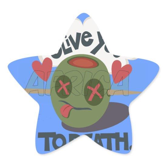 Whimsical "Olive My Heart" Funny Face Design Star Sticker
