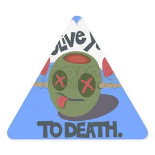 Whimsical "Olive My Heart" Funny Face Design Triangle Sticker