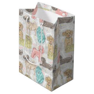 Whimsical Pastel Dog Pattern by WhimsicalArtwork™ Medium Gift Bag