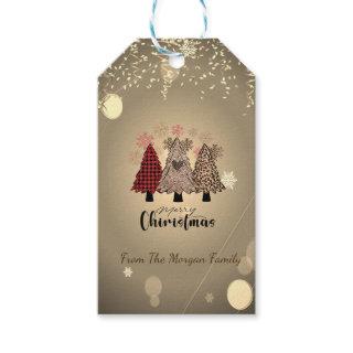 Whimsical Pine Trees Stars Confetti  Gift Tags