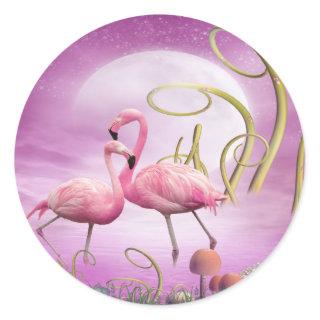 Whimsical Pink Flamingos Stickers
