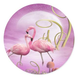 Whimsical Pink Flamingos Stickers