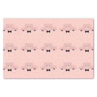 Whimsical Pink Pig in Black Bow Tie Pattern Tissue Paper