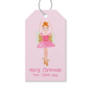 Whimsical Pink Watercolor Nutcracker Ballerina Gift Tags