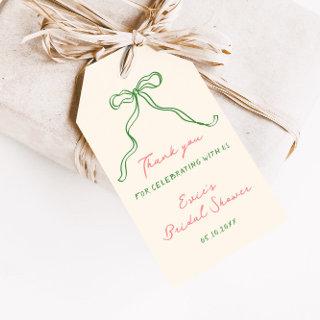 Whimsical Quirky Handwritten Bow Bridal Shower Gift Tags