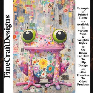 Whimsical Retro Pop Art Pink Frog BP6A Decoupage Tissue Paper