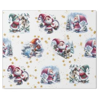 Whimsical Santa Gnomes & Gold Stars
