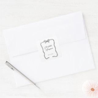 Whimsical Script Ribbon Border Wedding Square Sticker