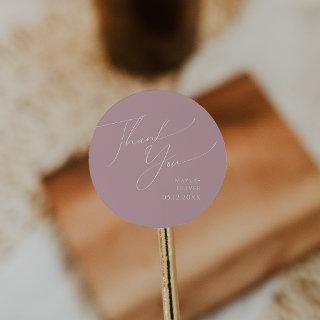 Whimsical Script | Rose Thank You Wedding Favor Classic Round Sticker