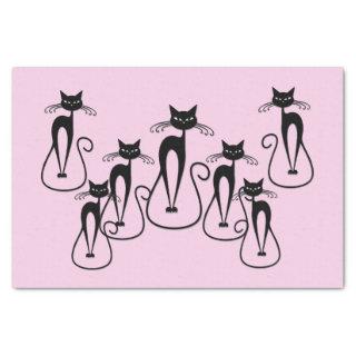 Whimsical Skinny Black Cat Pink Tissue Paper