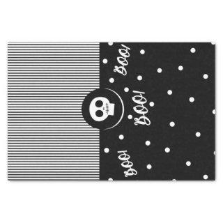 Whimsical Skull Black & White Polka Dots & Stripes Tissue Paper