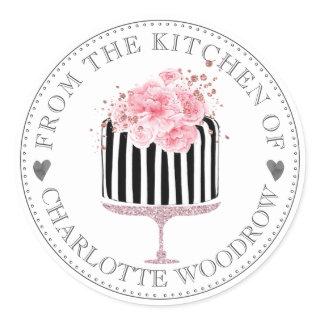 Whimsical Striped Watercolor Glazed Cake Dessert Classic Round Sticker