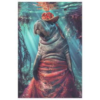 Whimsical Underwater Hippo Decoupage  Tissue Paper