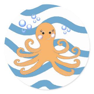 Whimsical Underwater Octopus Classic Round Sticker