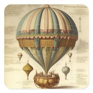 Whimsical Victorian Hot Air Balloon Stickers