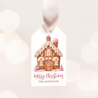 Whimsical Watercolor Gingerbread House Christmas Gift Tags