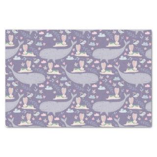 Whimsical whales and bunnies pattern tissue paper