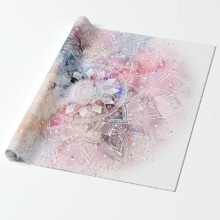 Whimsical white watercolor mandala design
