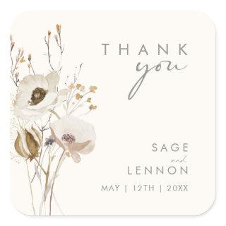 Whimsical Wildflower | Ivory Thank You Sticker
