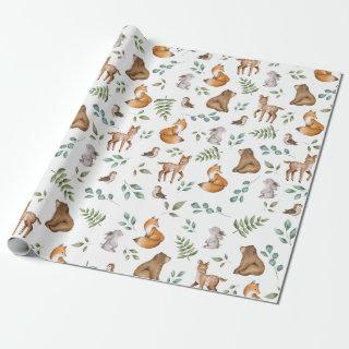 Whimsical Woodland Forest Animals Greenery Pattern