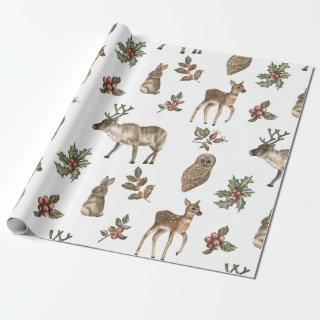 Whimsical Woodland Forest Animals Greenery Pattern