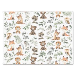 Whimsical Woodland Forest Animals Sage Greenery Tissue Paper