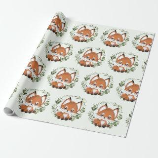 Whimsical Woodland Greenery Baby Fox
