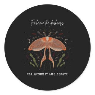 Whimsigoth Cottagecore Goblincore Forest Luna Moth Classic Round Sticker